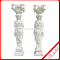 Marble Statue Carved Pillar Design, White Stone Statue Pillar
